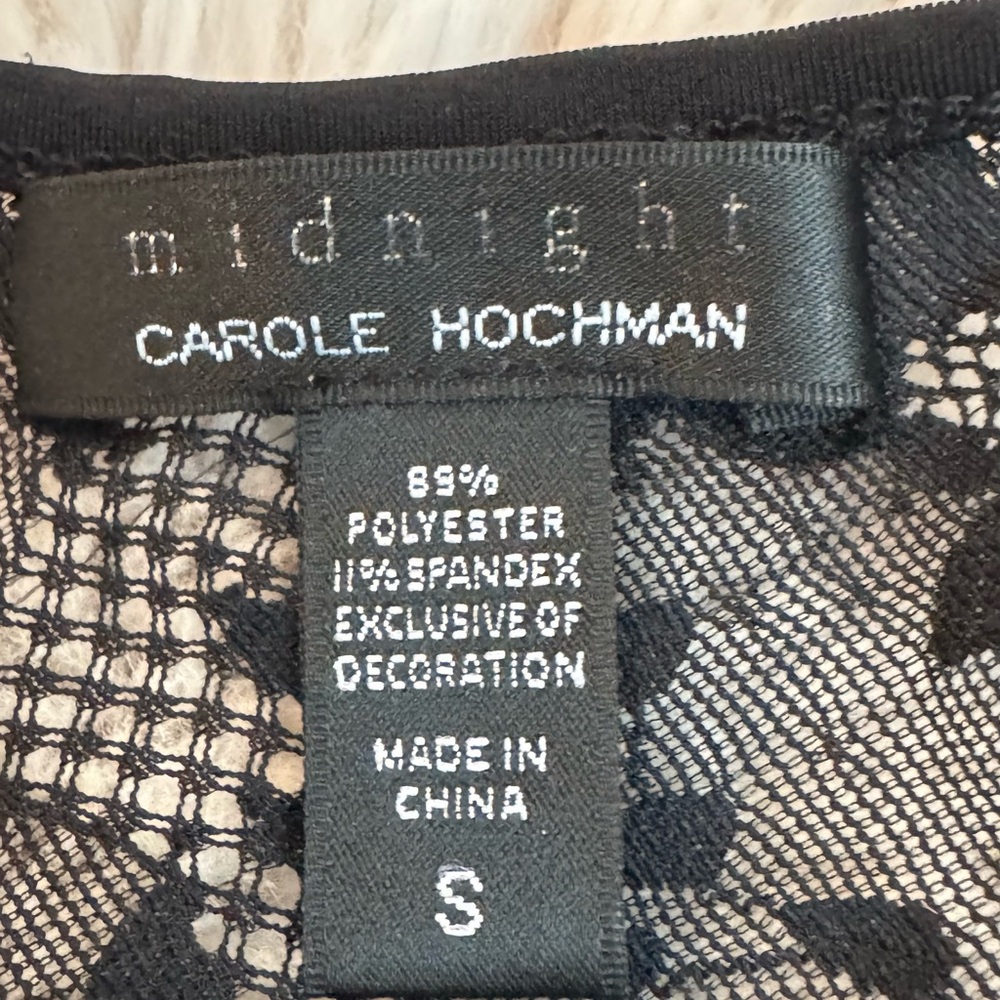 Midnight Carole Hochman Long Black Stretch Lace Nightgown S - Picture 4 of 13